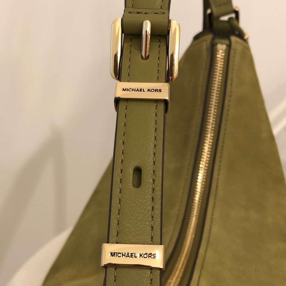 Michael Kors Olive Suede Hobo with Gold Hardware - Picture 5 of 9